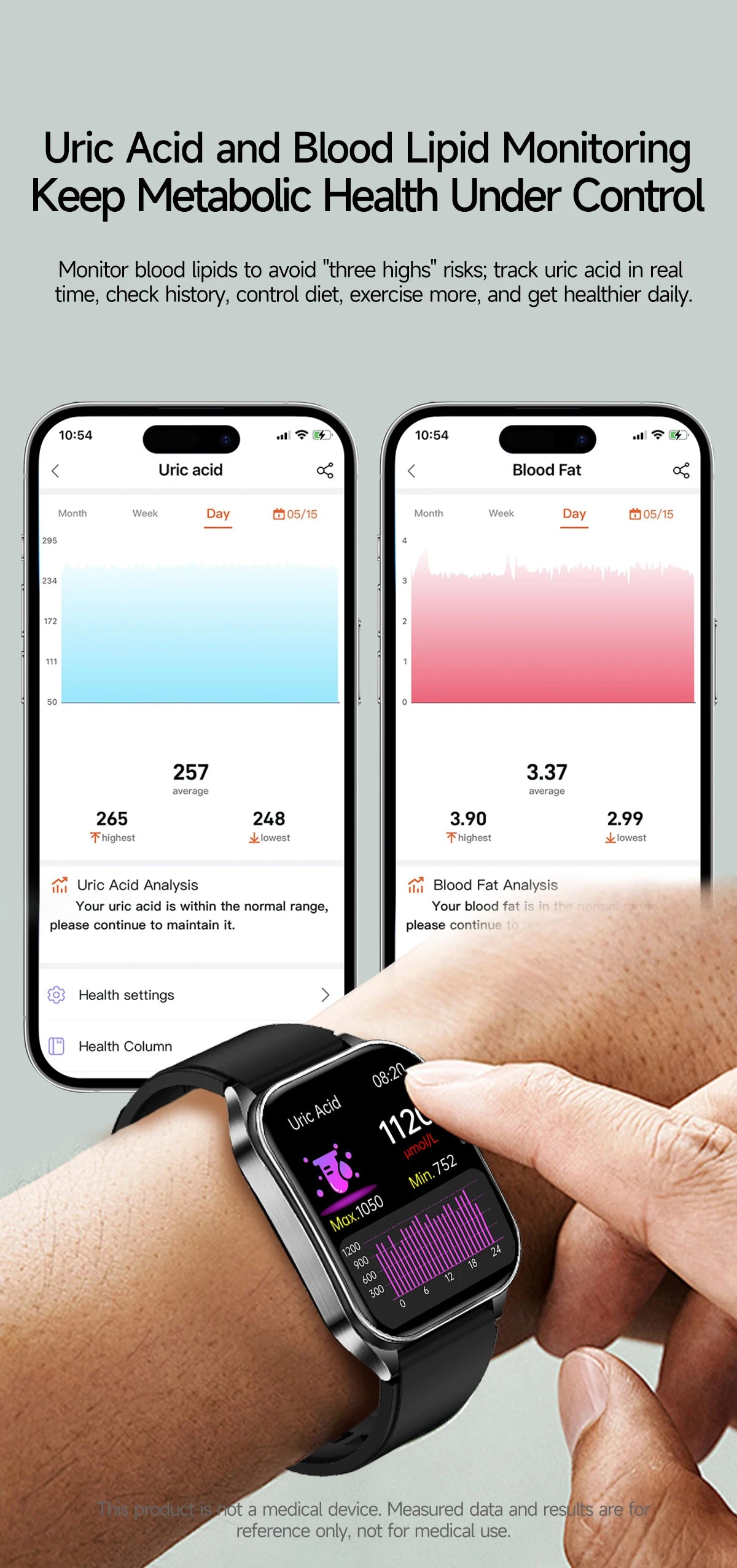 Reloj Inteligente Terapia Láser Monitor de Salud
