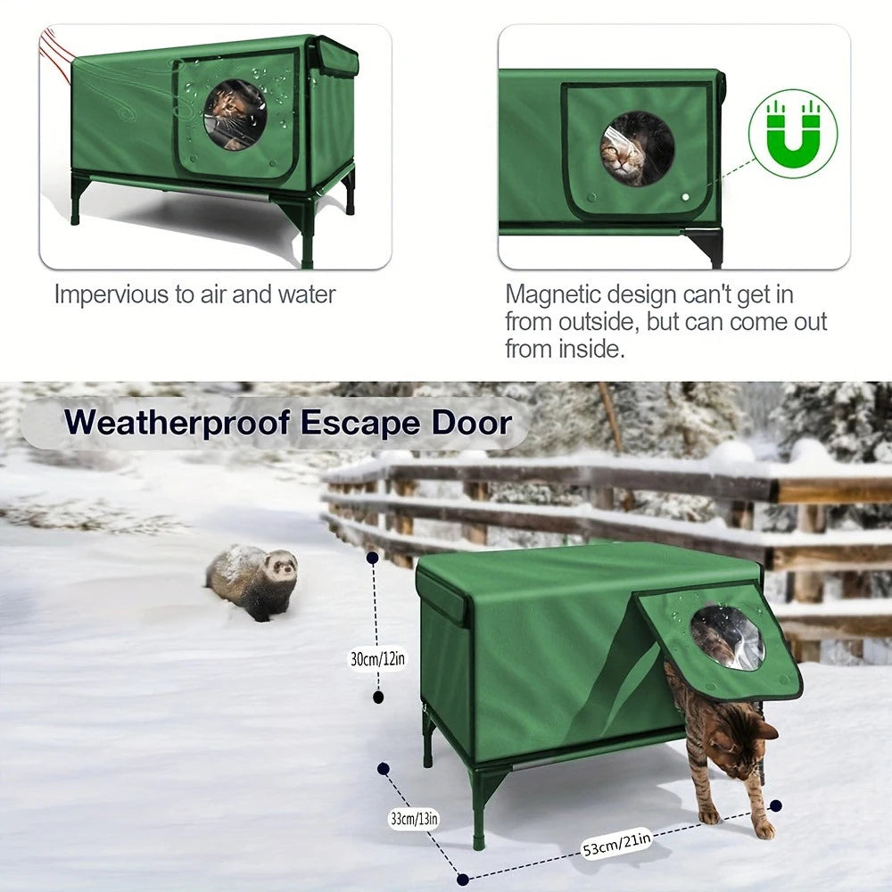 Casa para Gatos de Exterior Impermeable, Plegable y Cálida