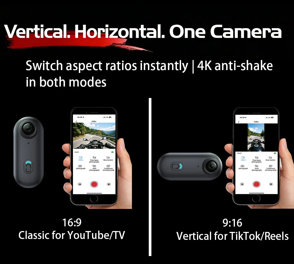 Cámara de acción 4K compacta con EIS antivibración y WiFi