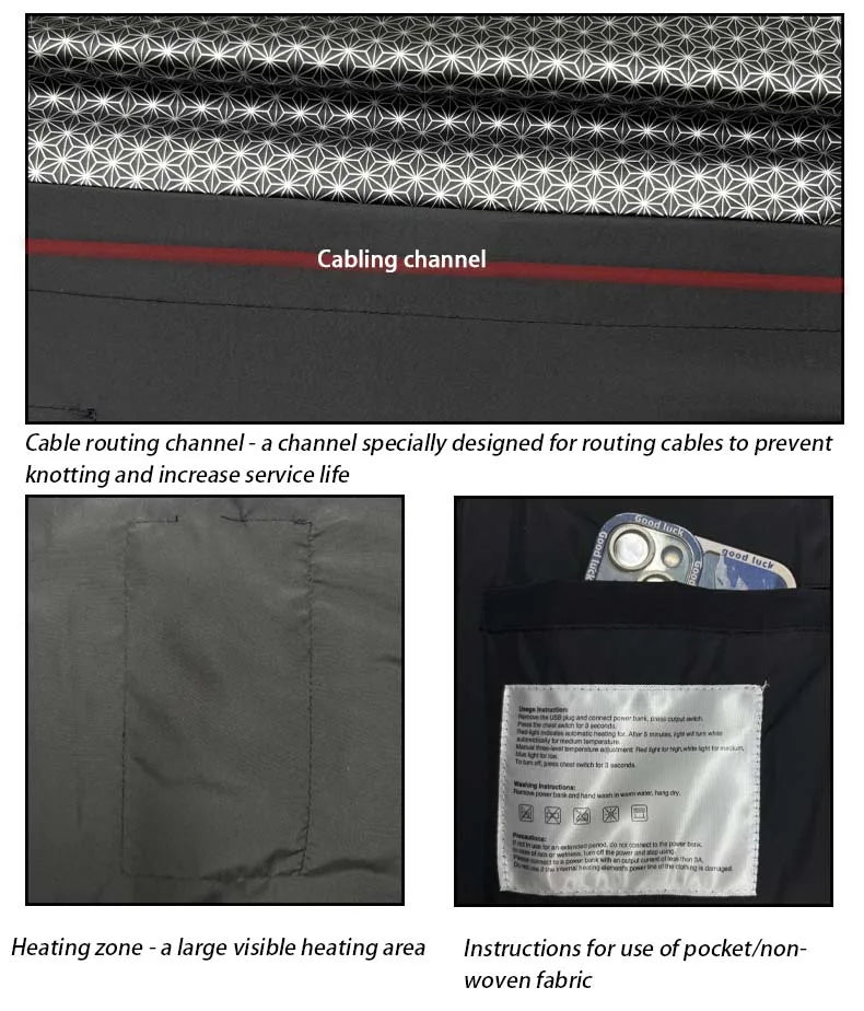 Chaqueta Calefactora de Grafeno con Capucha USB — 8 Zonas de Calor