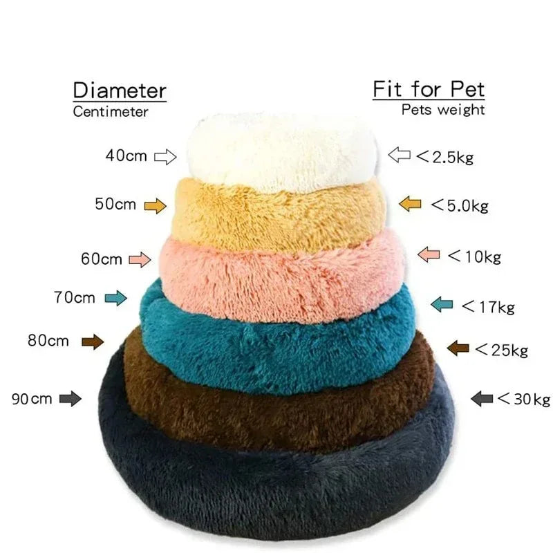 Cama Redonda de Felpa para Mascotas - Perros y Gatos