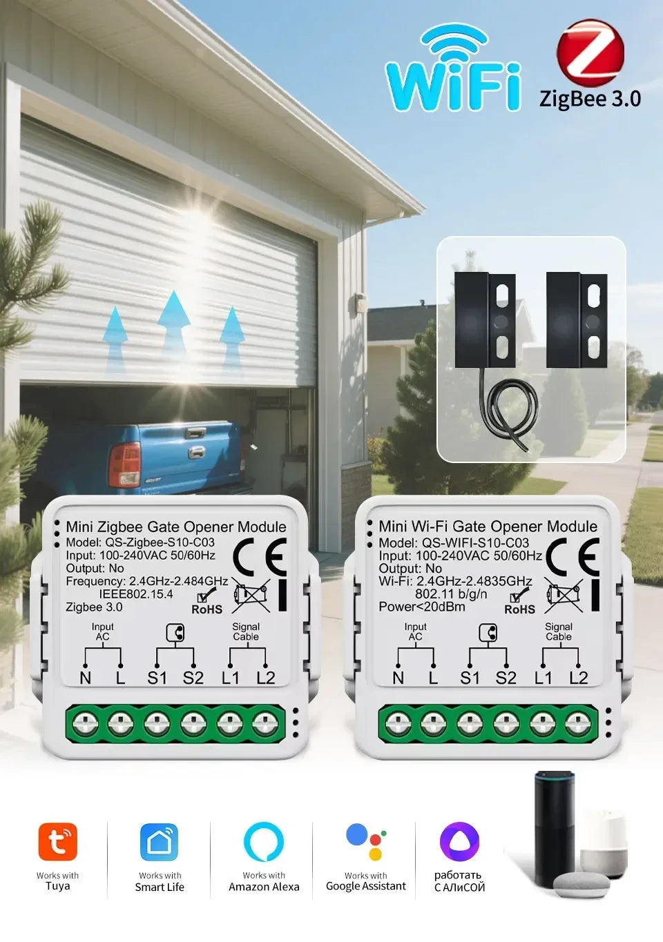 Controlador de Puerta de Garaje Tuya WiFi Zigbee