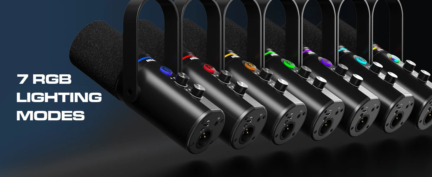Micrófono Dinámico para Podcast, Micrófonos XLR/USB para Grabación en PC, para Transmisión, Podcast, Grabación, Juegos y Streaming, Micrófono de Estudio