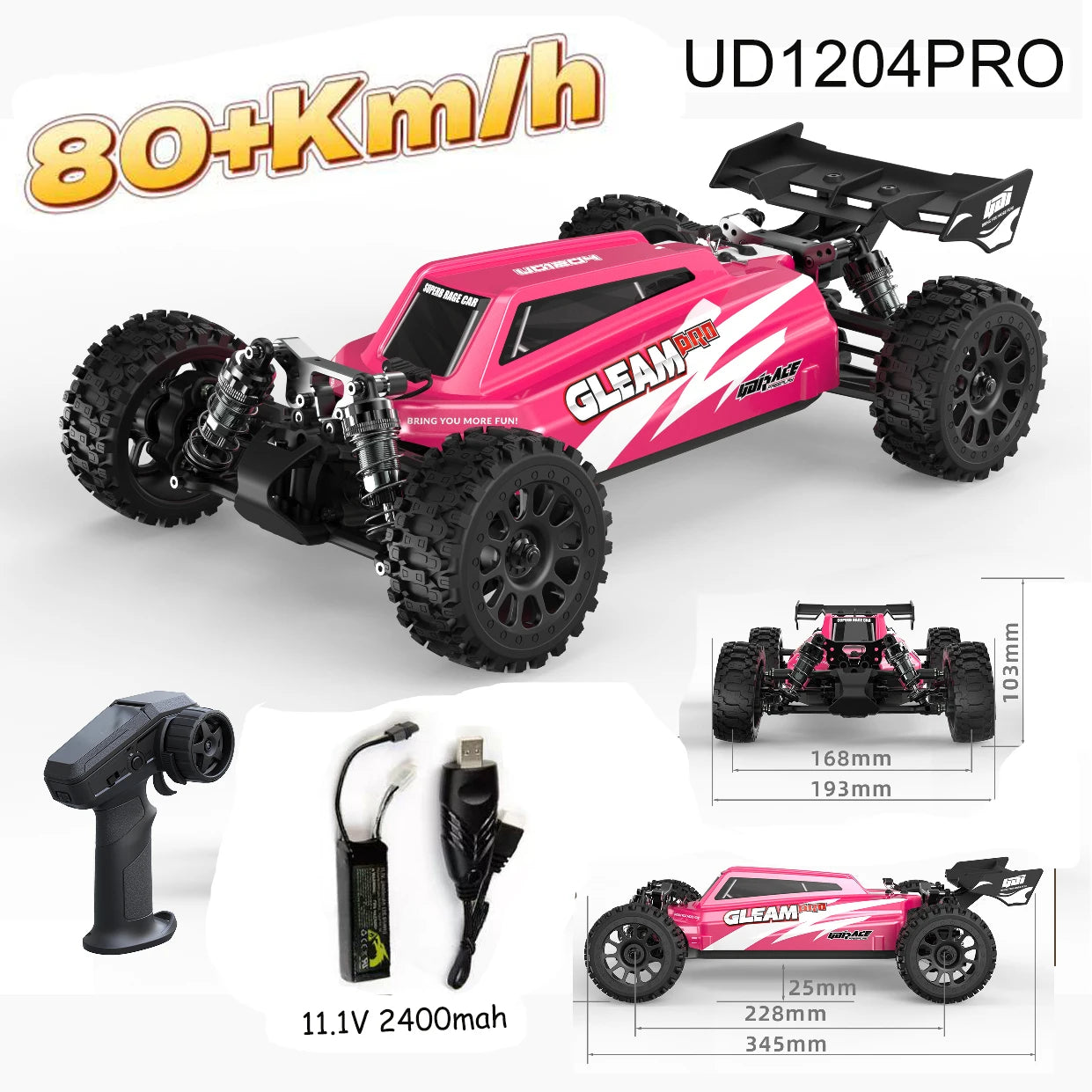 Camioneta RC 1/12 4WD sin Escobillas, Ultra Rápida, Todoterreno para Desierto