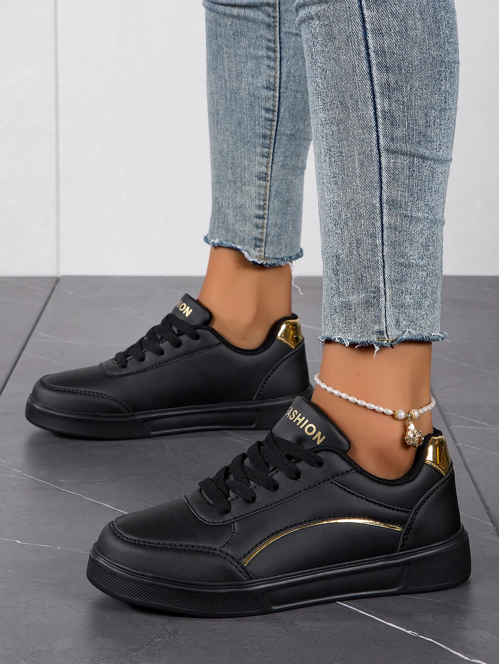 Zapatillas Deportivas Casuales de Mujer — Cuero Sintético, Suela Antideslizante