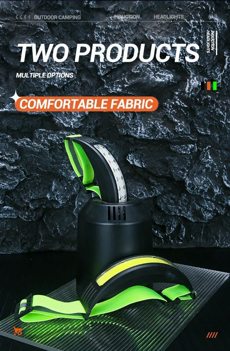 Linterna Frontal LED COB Recargable USB-C con Sensor, Impermeable