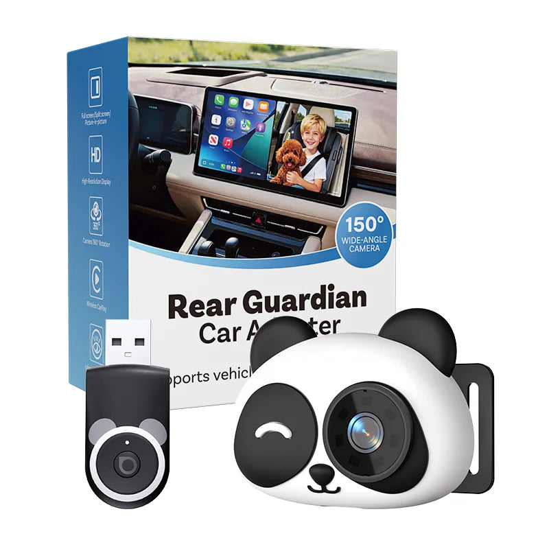 Adaptador Inalámbrico CarPlay Cabin Care, Cámara para Auto HD 1080P para Bebés, 150 °   Monitor de visión nocturna gran angular con pantalla dividida para el asiento trasero