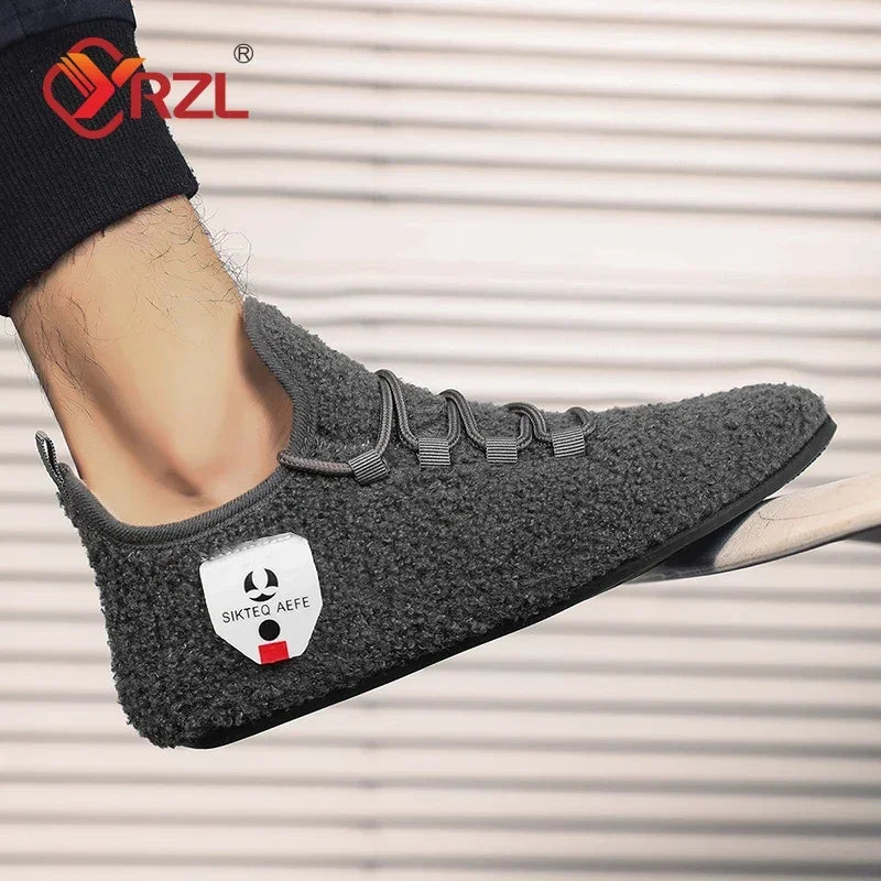 YRZL zapatos de algodón de invierno para hombre, zapatillas de invierno ligeras con cordones cálidos, mocasines de algodón para el hogar y el dormitorio de felpa, zapatos cálidos para hombre