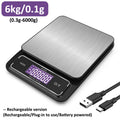Báscula de cocina electrónica Digital de 6kg/0,1g, 10kg/1g, pantalla LCD, herramienta de medición de acero inoxidable totalmente impermeable para hornear