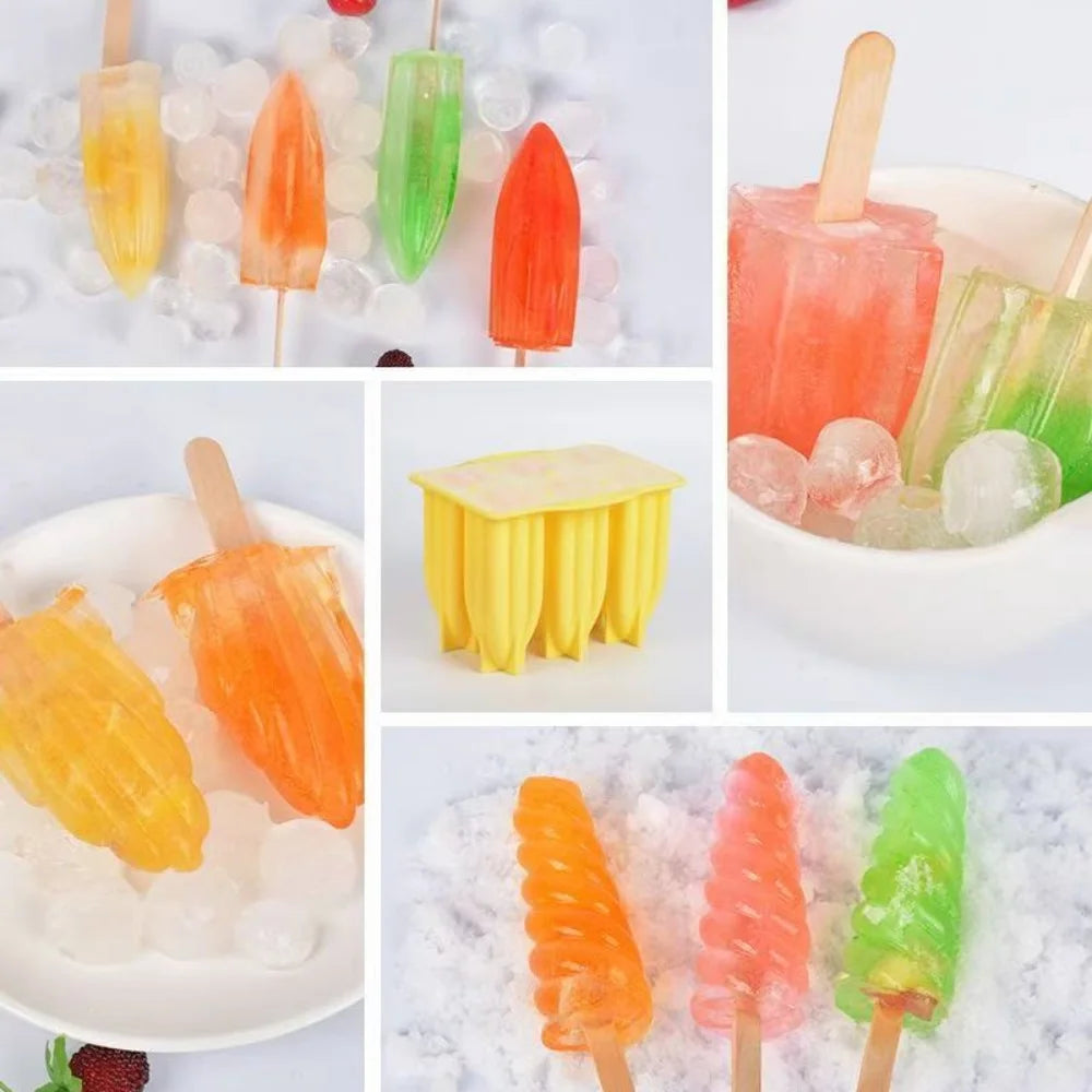 Molde de silicona para helados, molde para paletas de hielo, molde para postres caseros, molde para cubos de jugo con pajita, máquina para hacer helados