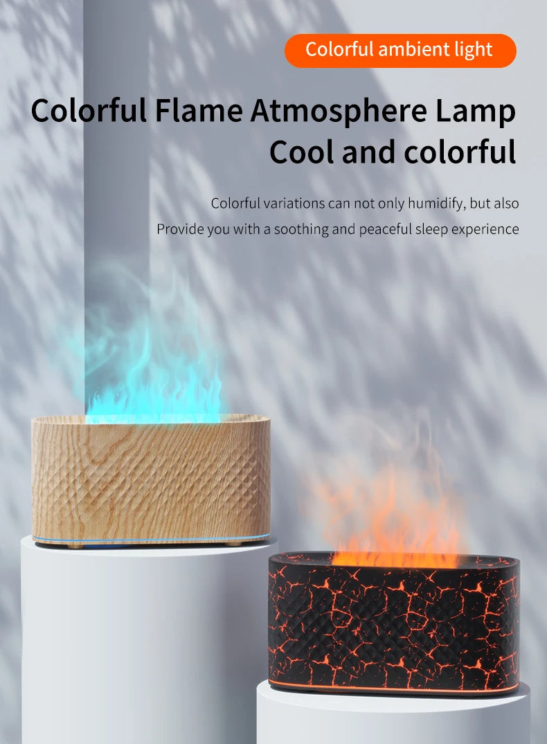 Nueva lámpara de ambiente colorida USB, máquina de aromaterapia de escritorio para el hogar y la Oficina, humidificador creativo de llama con grietas, pulverizador de atomización de aire