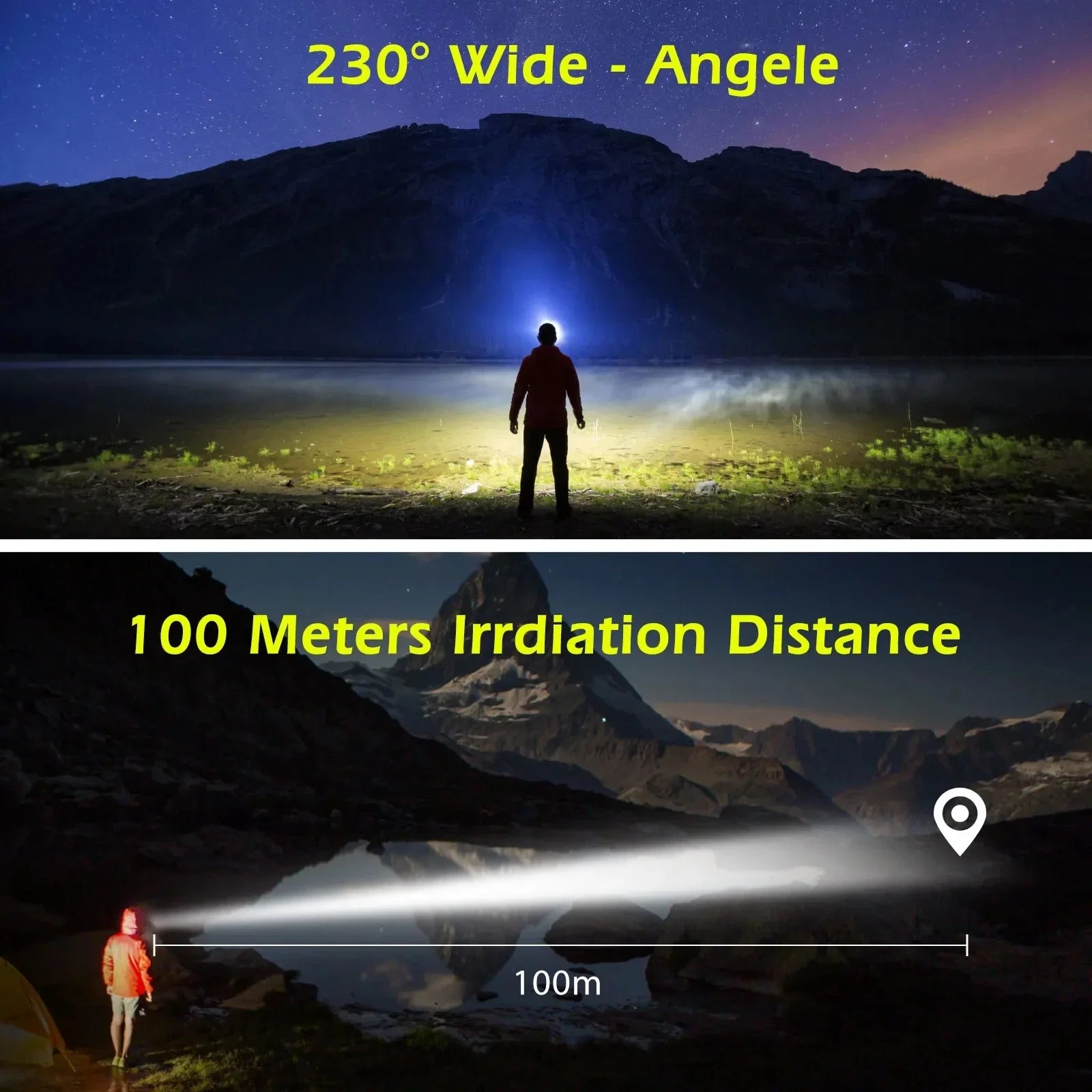 Linterna Frontal LED Recargable USB con Sensor para Camping y Pesca