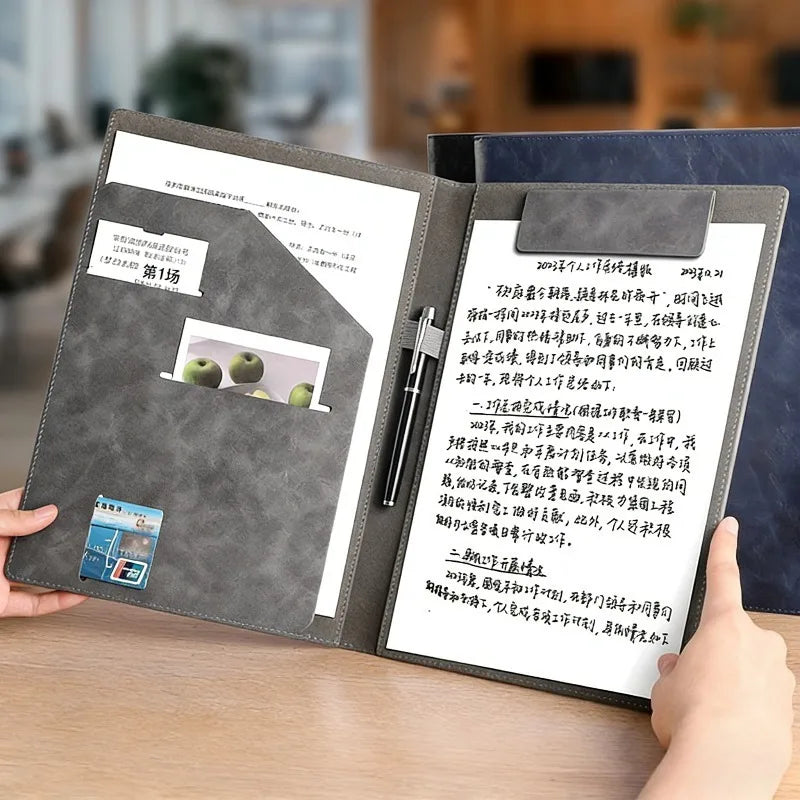 Carpeta Portafolio de Piel Sintética para Entrevistas con Porta Bloc de Notas, Organizador de Tarjetas de Visita y Documentos para Hombres y Mujeres, Uso Profesional