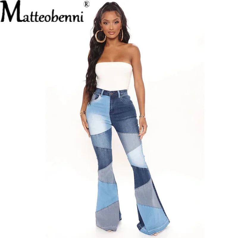 Pantalones Vaqueros Acampanados de Cintura Alta para Mujer