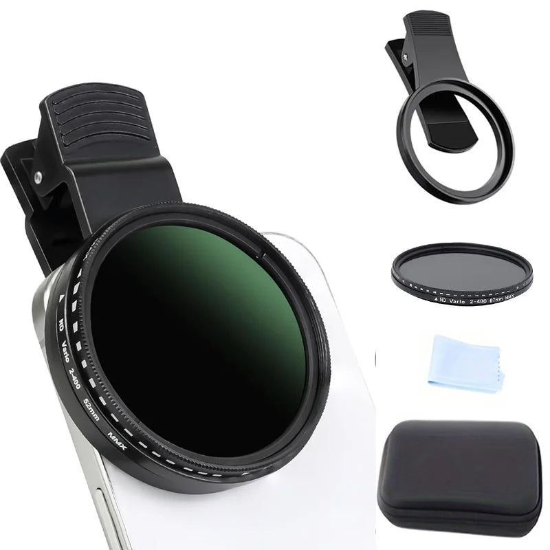 Filtro ND Variable 67MM ND2-400 con Clip para Teléfono