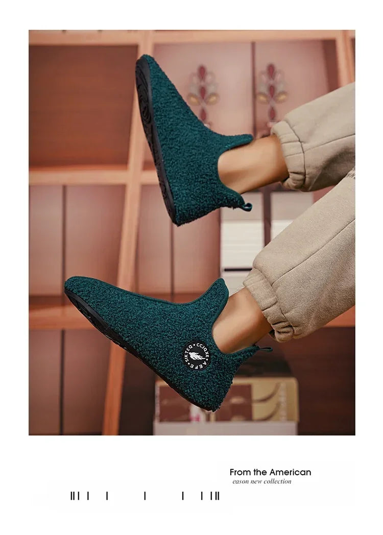 YRZL, zapatos de algodón de invierno para hombre, zapatillas ligeras sin cordones de alta calidad, mocasines de algodón de felpa para interiores, zapatos cálidos Unisex