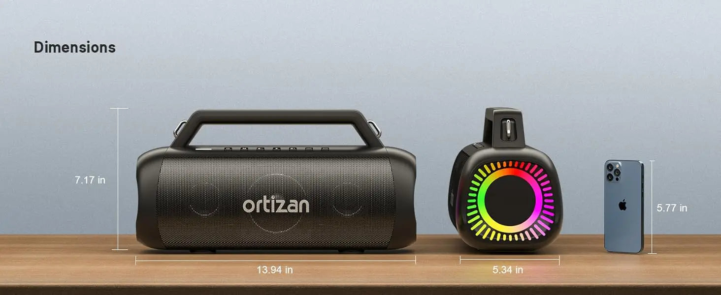 Ortizan Altavoz Bluetooth 60W Subwoofer Power Bank