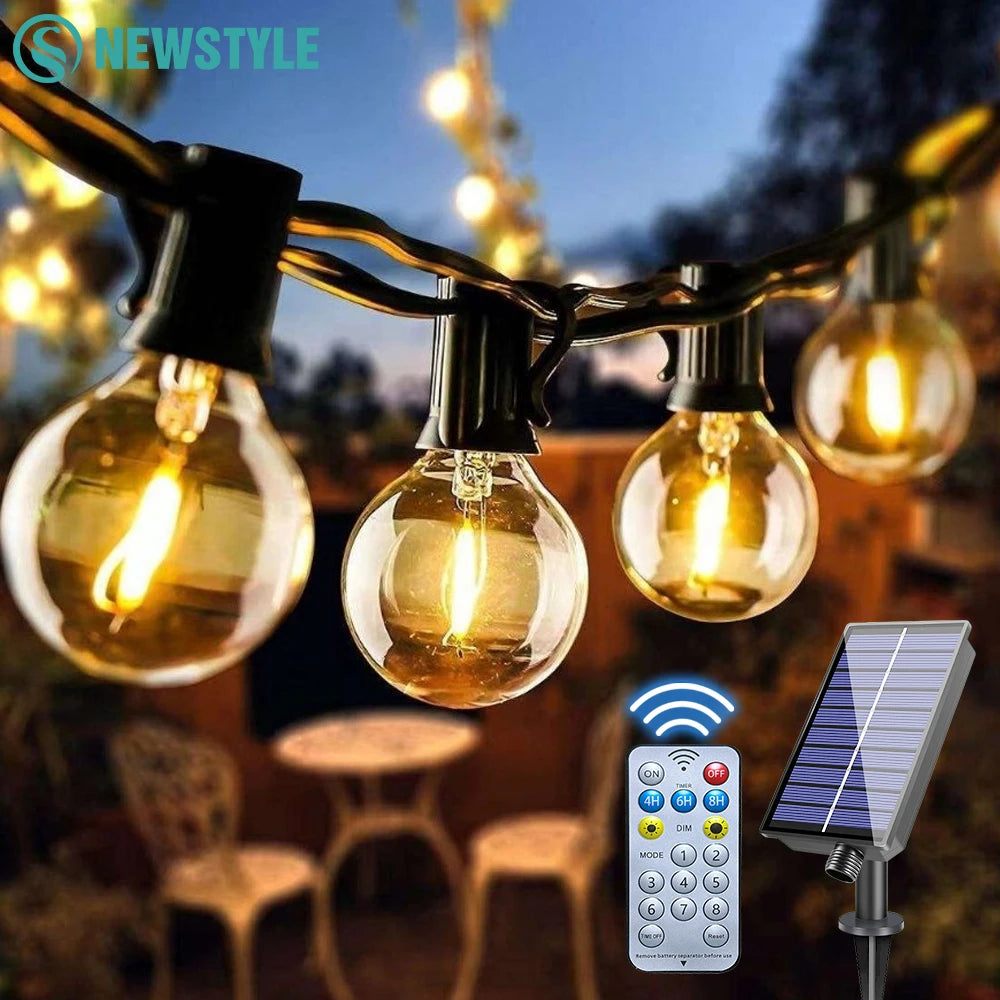 Guirnalda Solar G40 con Control Remoto IP65 - Hasta 30M Jardín