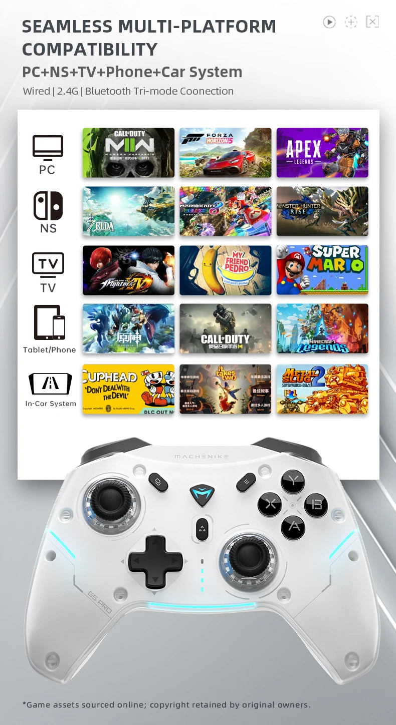 Controles de Juego Machenike G5Pro Max SE con Base de Carga, Joysticks con Efecto Hall Opcionales, Gatillos con Luz RGB, Control Inalámbrico para Juegos