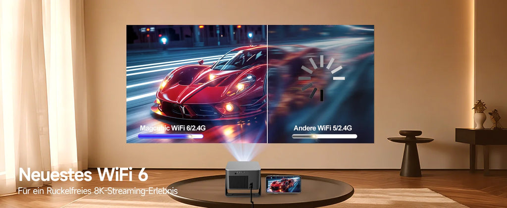 Proyector Magcubic 900ANSI con Enfoque Automático, 8K Nativo, 1080P, Android 14, Wifi 6, BT 5.4, HY350Max, para Películas, Uso en Exteriores, Proyección Multiángulo