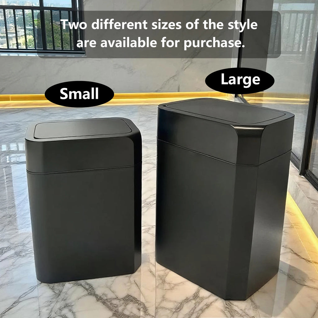 ONEKA Cubo de basura negro de inducción con sensor de movimiento automático delgado para baño, dormitorio, cocina, oficina