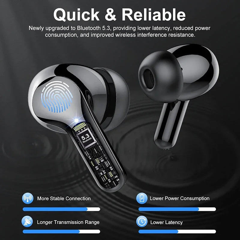 Auriculares Inalámbricos Bluetooth 5.3 ANC HiFi 48H Pantalla LED