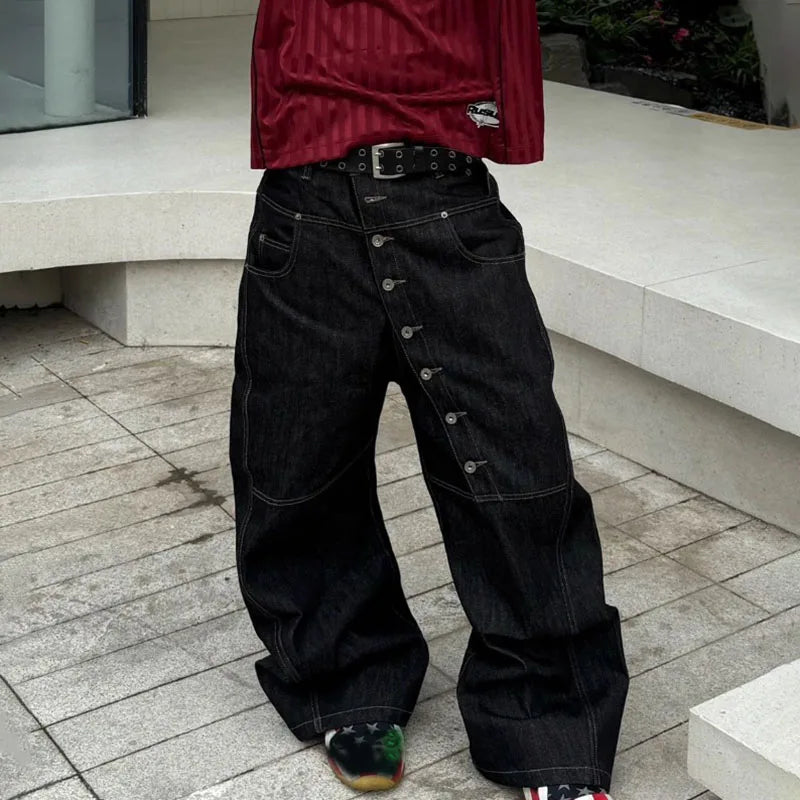 Pantalones Vaqueros Holgados de Pierna Ancha para Hombre, Estilo Hip-Hop