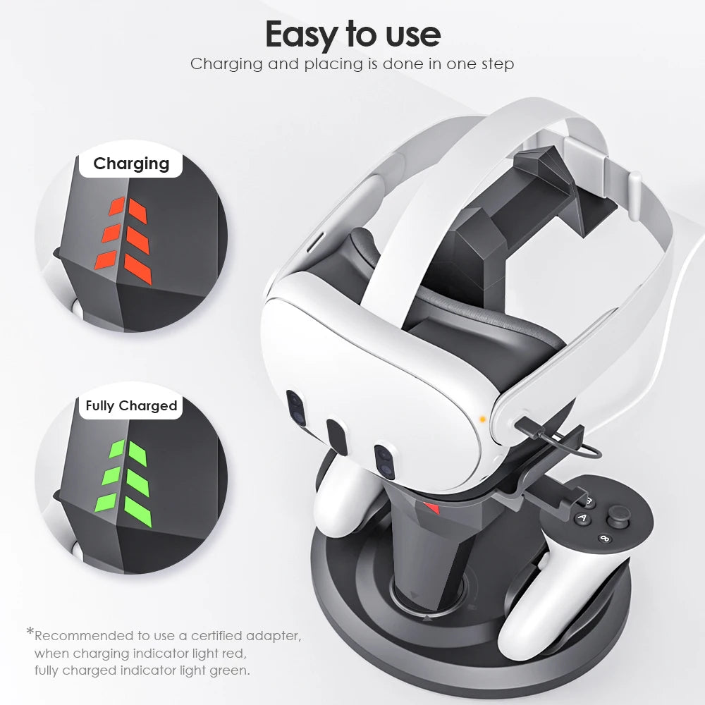 Estación de carga para gafas de realidad virtual, Gamepad almacenable, accesorios para dispositivos de realidad virtual, soporte de pantalla de escritorio para Quest2/Quest3