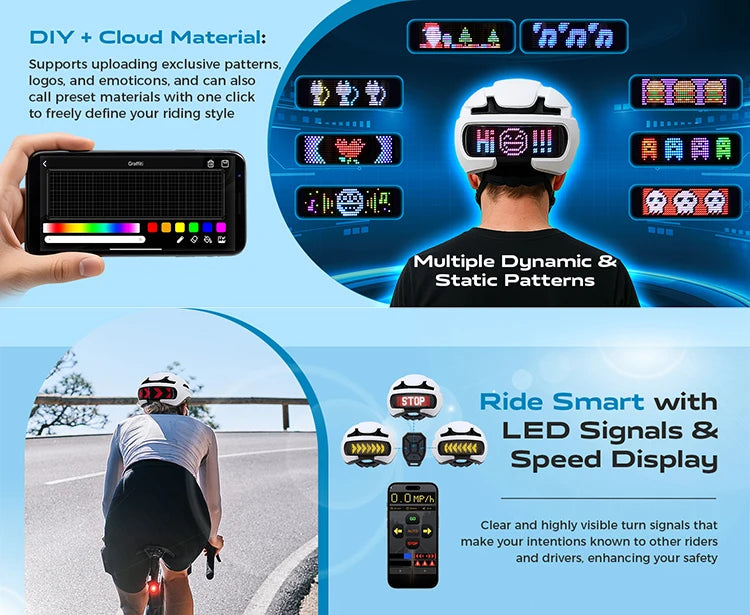 Casco de Bicicleta Ajustable con LED para Hombres y Mujeres, Casco de Ciclismo de Seguridad para Bicicleta de Montaña y Carretera con Pantalla LED