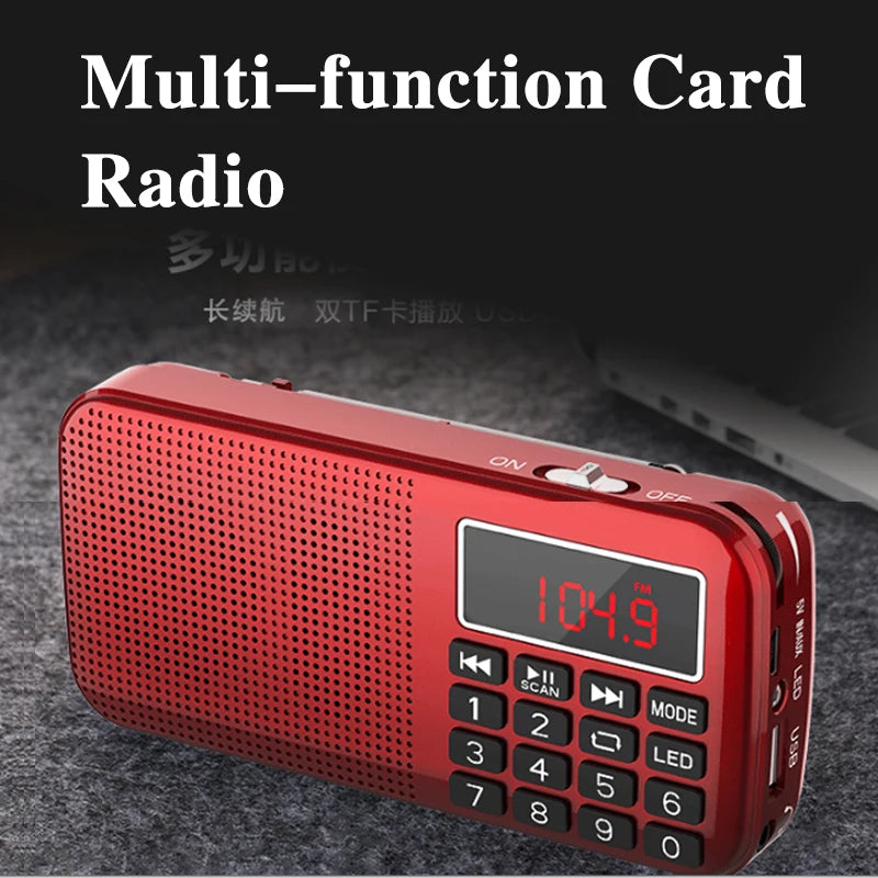 Radio FM Portátil Digital MP3 con Altavoz y Reproductor USB SD TF
