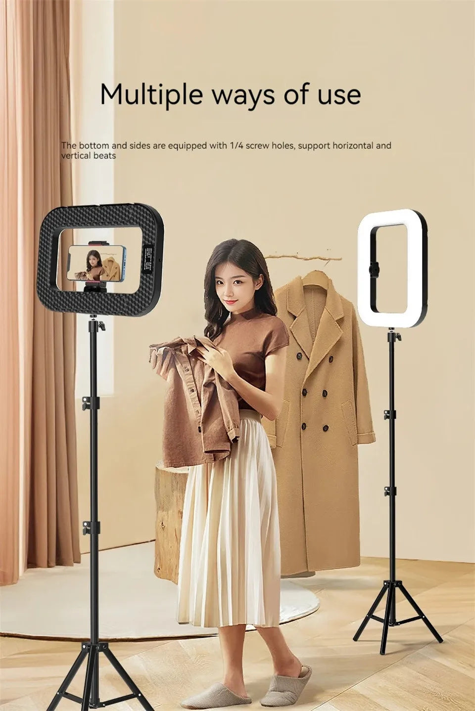 MEUYAG - Lámpara LED Cuadrada con Clip para Selfies, Iluminación para Fotografía, Grabación de Video, Transmisión en Vivo, Luz de Relleno Móvil