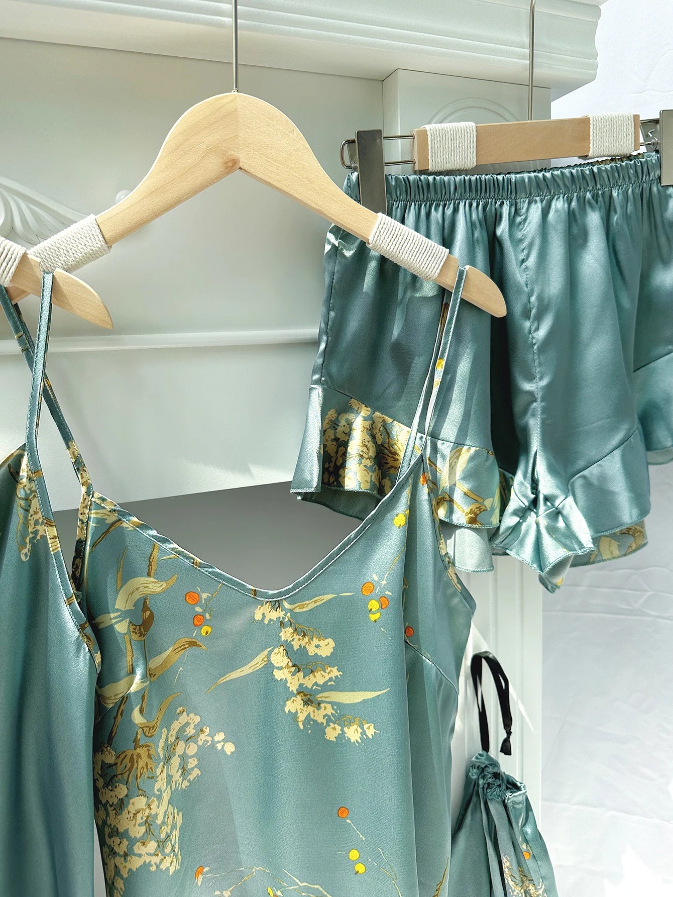 Conjunto de Pijama 5 Piezas con Estampado Floral para Mujer