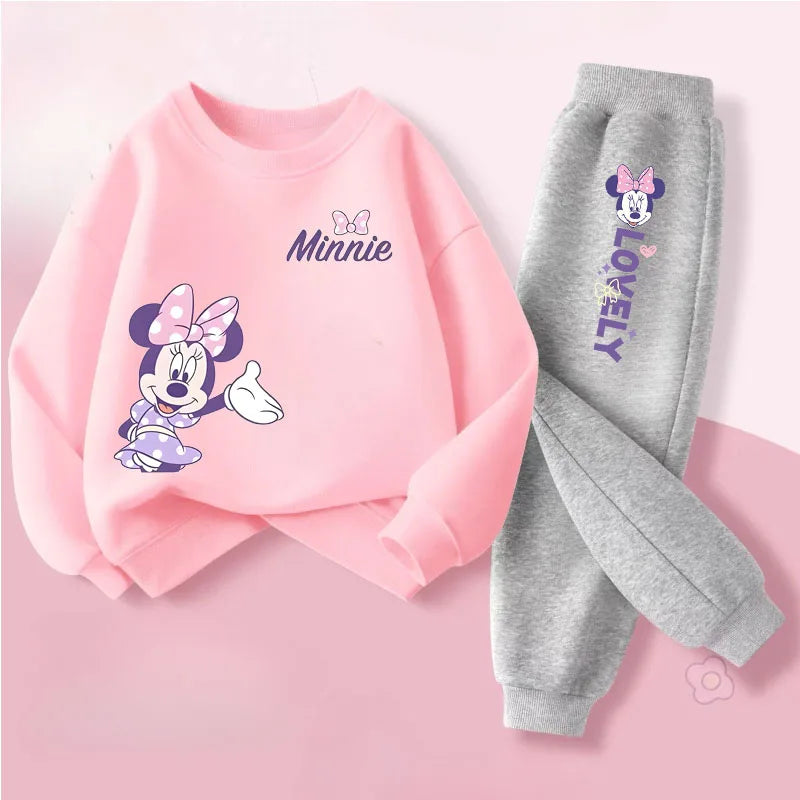 Conjunto de buzo y pantalón deportivo para niñas con estampado