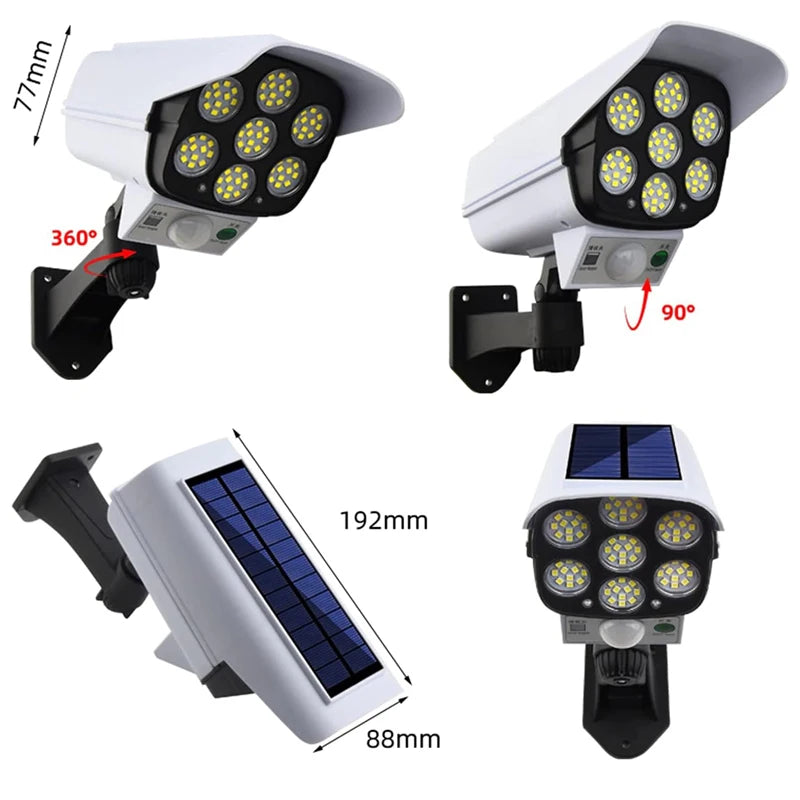Lámpara Solar 77 LED con Sensor de Movimiento para Jardín y Exteriores