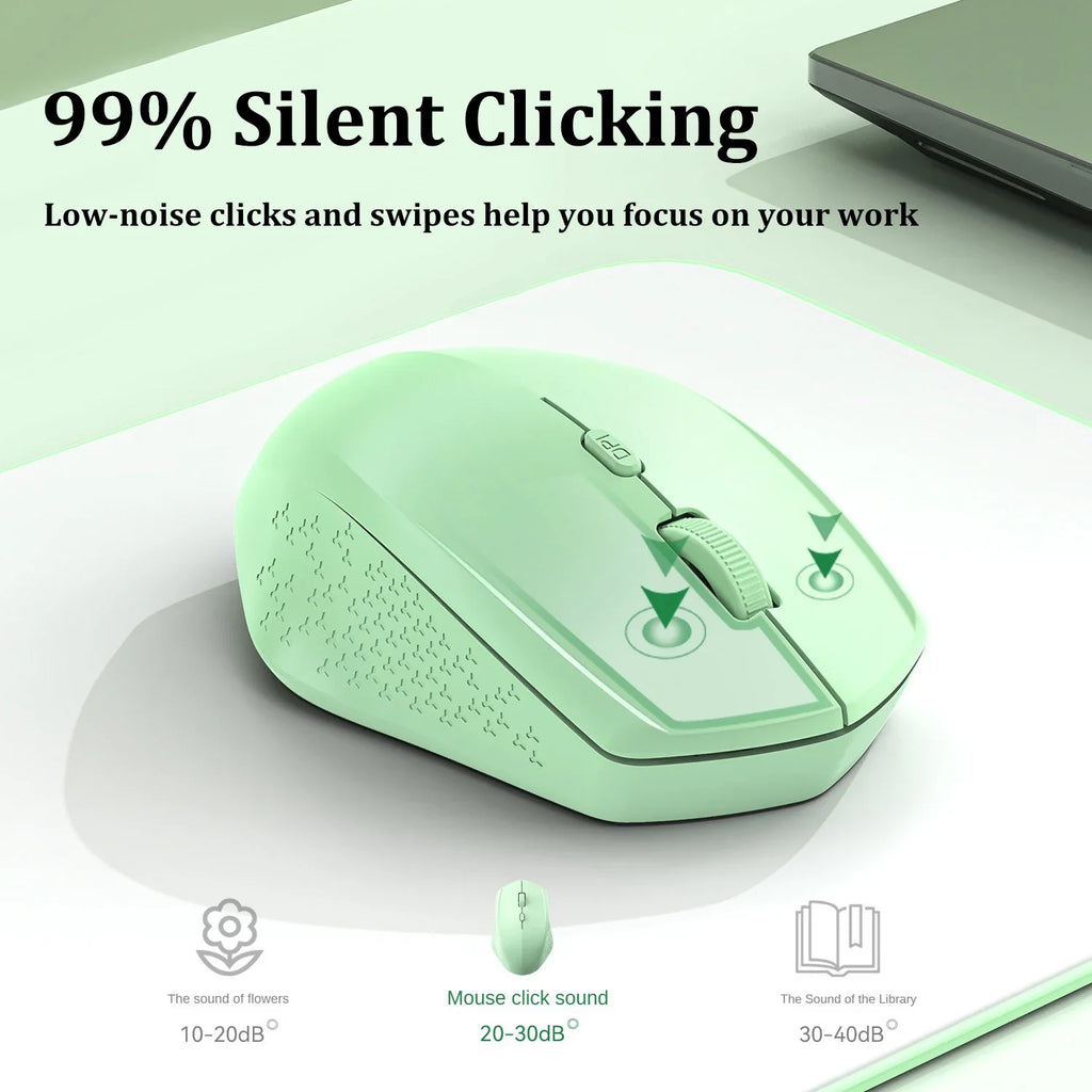 Ratón inalámbrico Bluetooth 5,2 de 2,4G, ratón silencioso de modo Dual, ratón recargable para juegos, 1600DPI para ordenador portátil, Win Mac OS