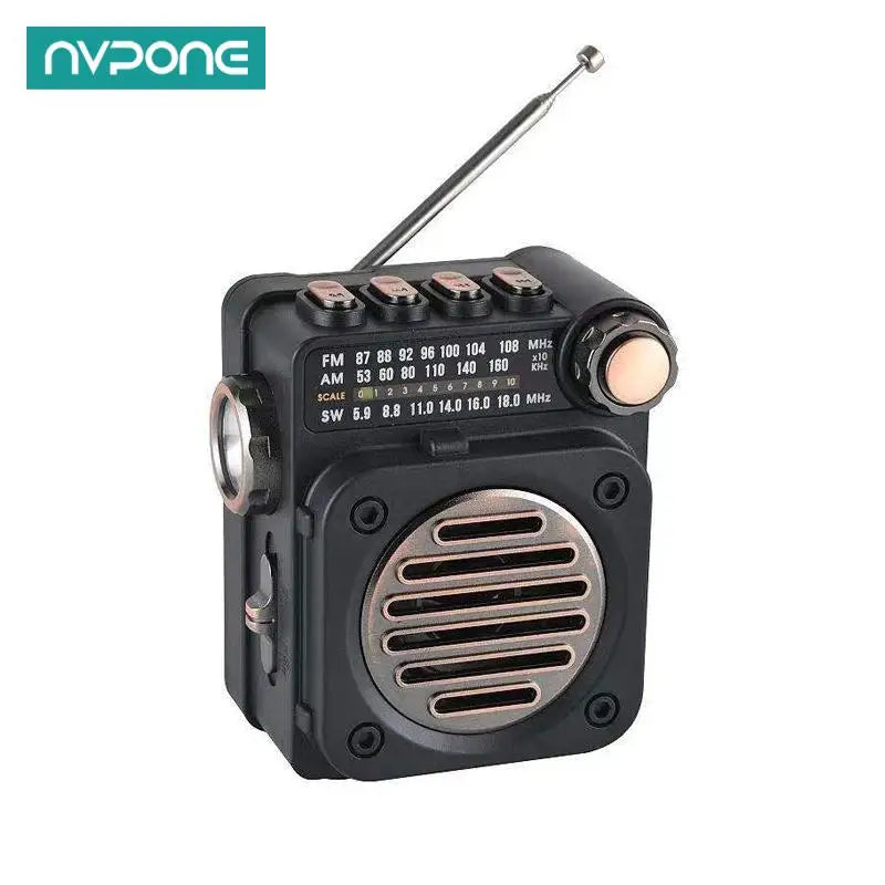Radio portátil FM/AM/SW con Bluetooth y linterna LED