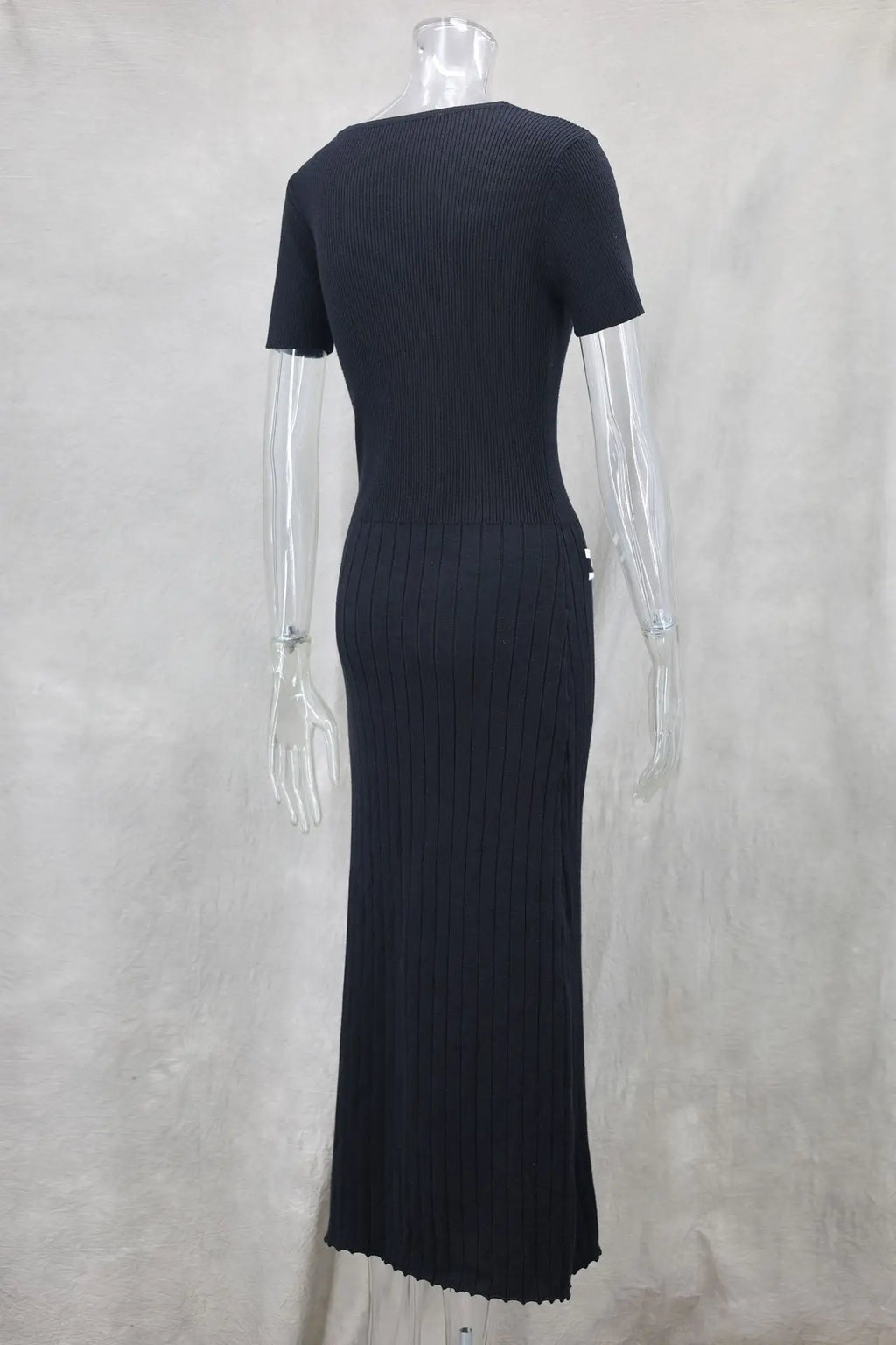 Vestido largo de punto con cuello en V para mujer, suéter elegante de un solo pecho, ropa de calle ceñida al cuerpo, moda de verano, 2024