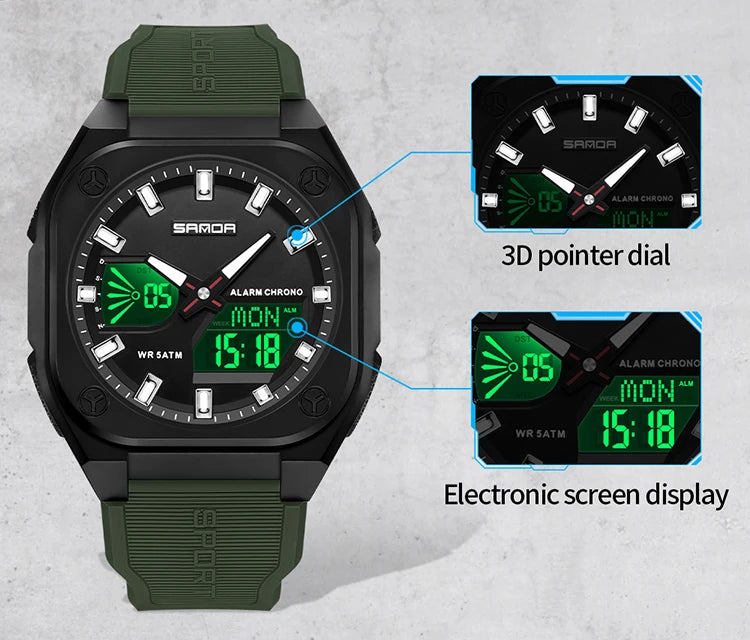 Reloj Digital Deportivo SANDA 6268 para Hombre Impermeable Multifunción