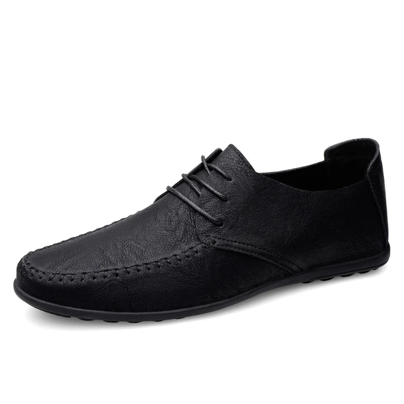 Zapatos de cuero para hombre, suelas blandas, zapatos de cuero informales de talla grande para las cuatro estaciones, zapatos de conducción versátiles para fiesta juvenil a la moda