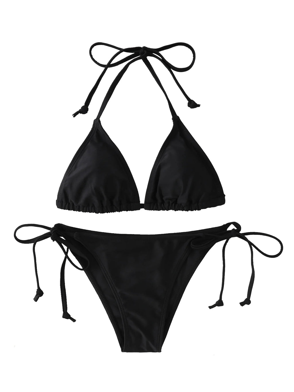 2 unid/set 2024 traje de baño Sexy de moda para mujer, conjunto de Bikinis, traje de baño triangular, ropa de playa con cordón, trajes de baño de una pieza, bikini brasileño