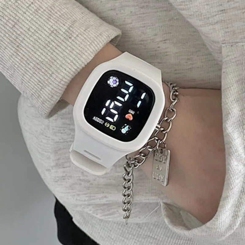 Reloj Deportivo Digital LED Cuadrado para Mujer