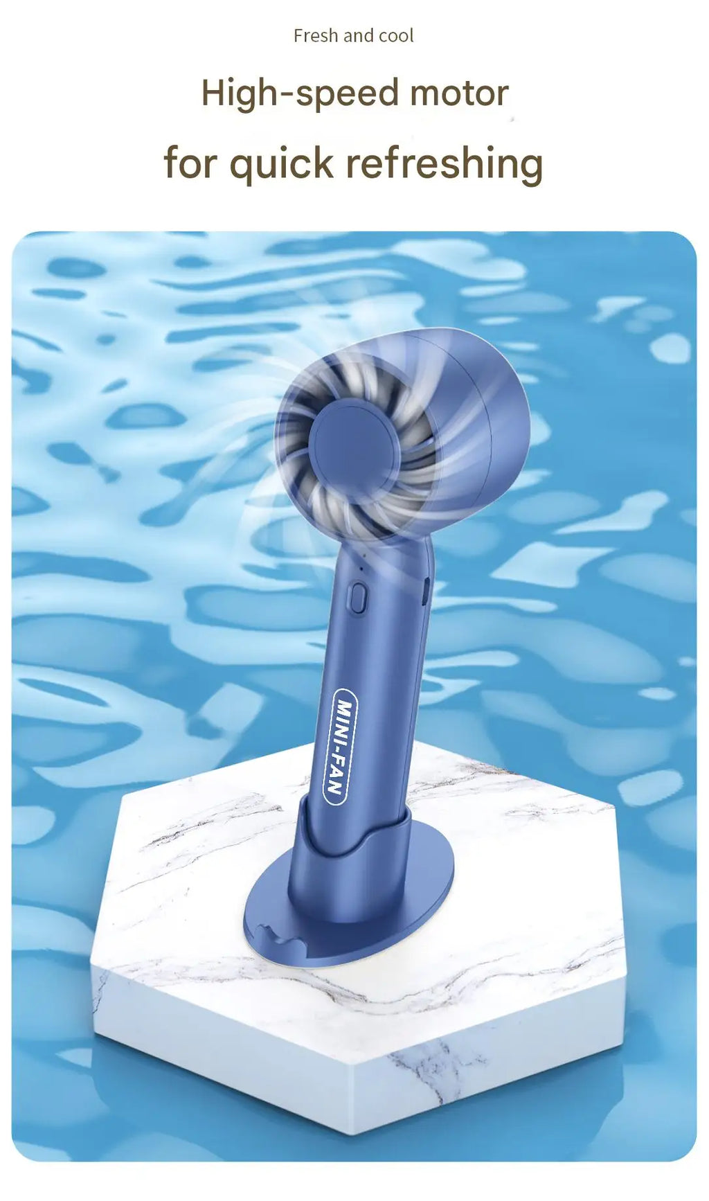 Turbo ventilador pequeño de mano con carga USB, mini soporte de escritorio ligero portátil para exteriores con batería de larga duración