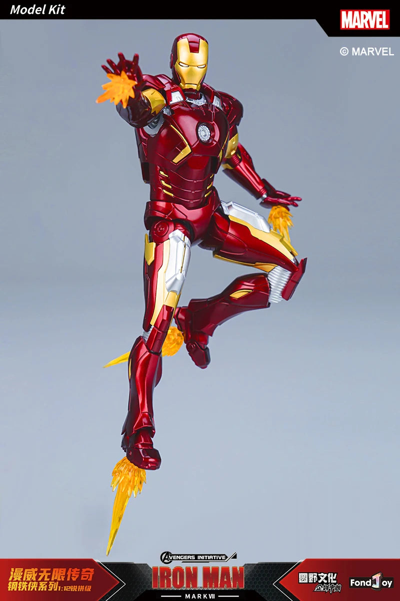 Figura de Anime de Iron Man MK5 de Marvel, Kit de Modelo a Escala 1/12, Serie Infinity Saga, Ironman Mark 5, Ensamblaje ABS, Articulaciones Móviles, Regalos y Juguetes
