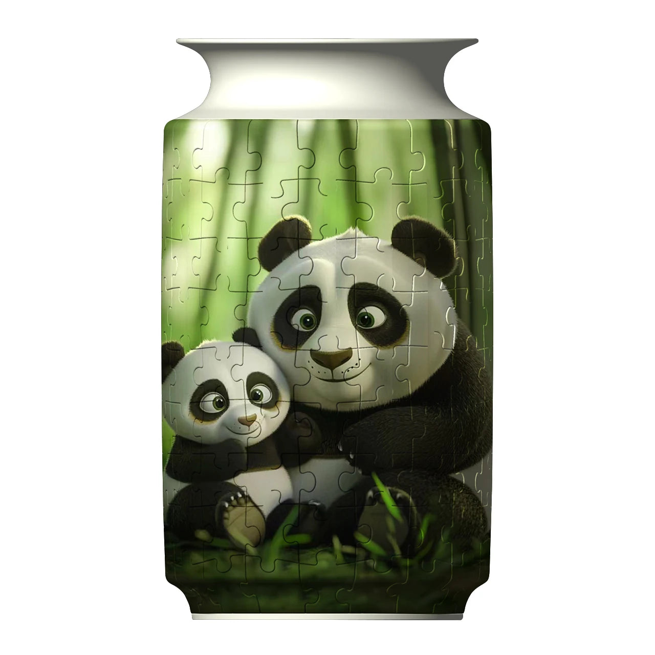 Florero Rompecabezas 3D Decoración del Hogar Diseño Panda y Flores