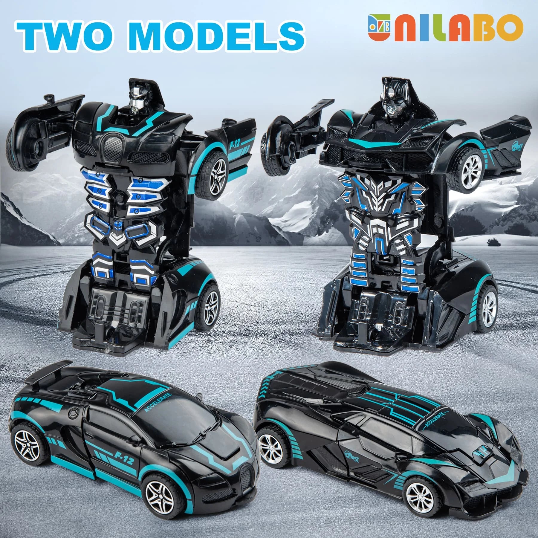 Coche robot transformable sin baterías, juguete educativo colorido para niños