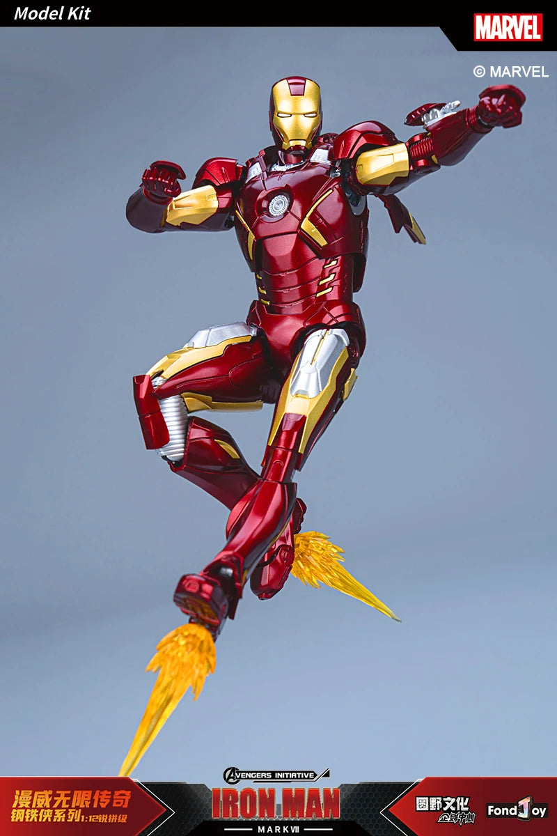 Figura de Anime de Iron Man MK5 de Marvel, Kit de Modelo a Escala 1/12, Serie Infinity Saga, Ironman Mark 5, Ensamblaje ABS, Articulaciones Móviles, Regalos y Juguetes
