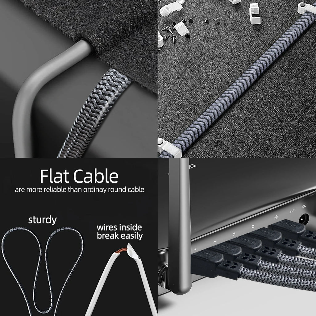 Cable Ethernet Cat 8 de 40 Gbps, Cable LAN RJ45 Plano con Trenzado de Nailon de 1M 2M 30M para Router, Módem, Laptop, PC, PS5, Cable CAT8 de Alta Velocidad