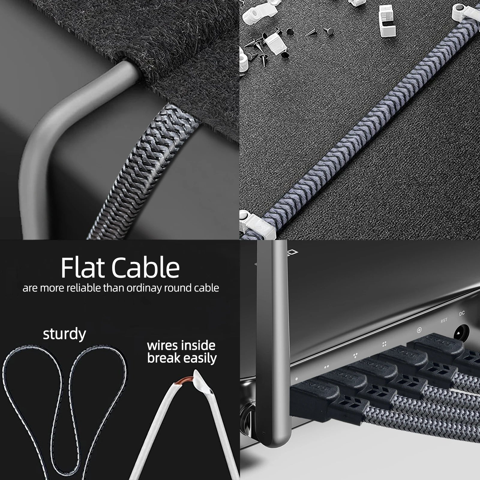 Cable Ethernet Cat 8 de 40 Gbps, Cable LAN RJ45 Plano con Trenzado de Nailon de 1M 2M 30M para Router, Módem, Laptop, PC, PS5, Cable CAT8 de Alta Velocidad