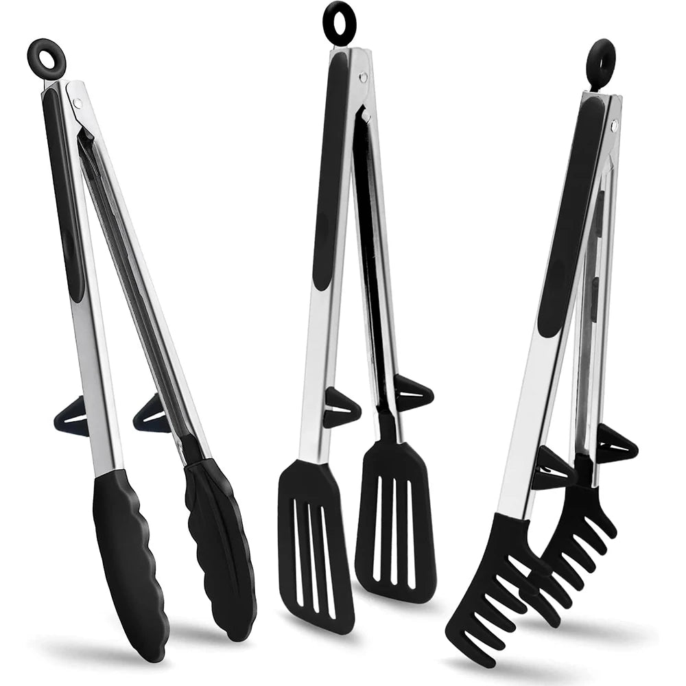 LMETJMA pinzas de cocina pinzas de silicona para alimentos pinzas antiadherentes para servir cocinar para barbacoa ensalada carne Pasta espaguetis fideos JT302