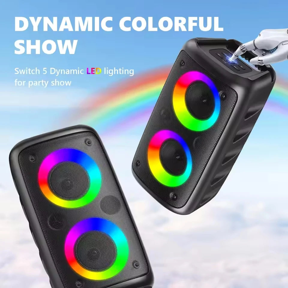 Altavoz inalámbrico De Karaoke con Bluetooth, Subwoofer portátil con micrófono, Radio, lámpara FM, caja De sonido, música, LED, TWS, Caixa De Som